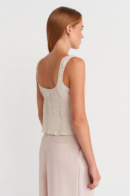 Fitted Crop Sleeveless Tie-Front Blouse - Image 2