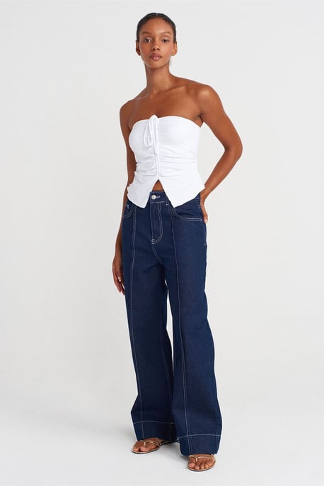 Dames Strapless Crop Blouse met Strikdetail - Image 4