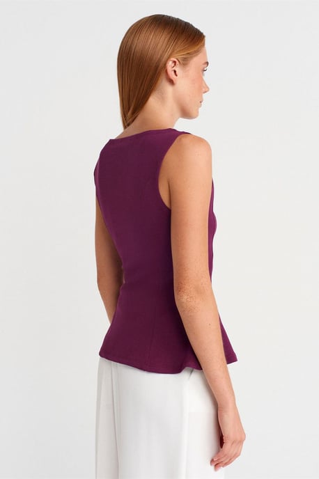 Getailleerde Mouwloze Peplum Blouse - Image 2