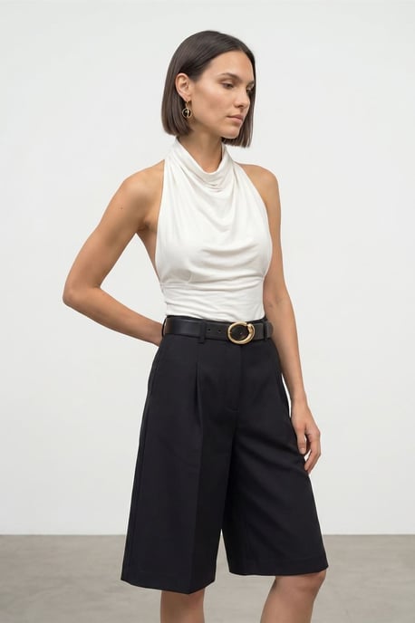Fitted Sleeveless Cowl Neck Blouse - Image 4