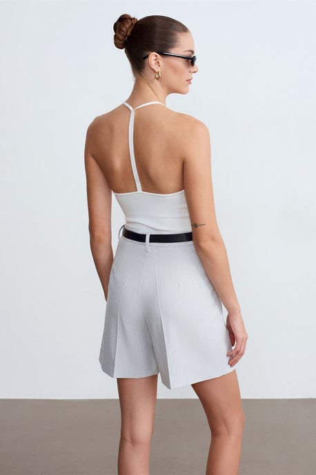 Slim Fit Halterhals Tricot Blouse - Image 2