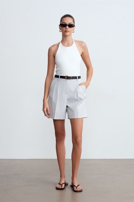 Slim Fit Halterhals Tricot Blouse - Image 4