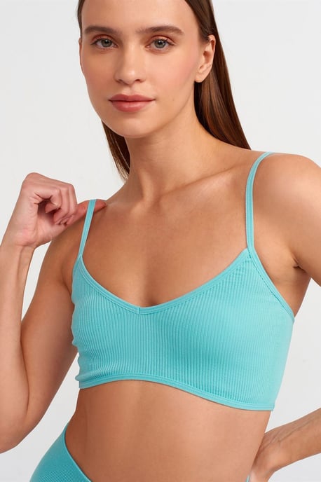 Geribbelde V-hals Crop Bralet Top - Image 1