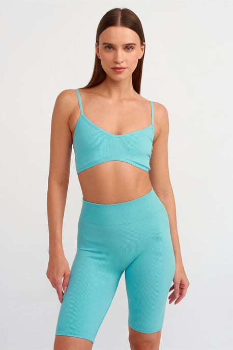 Geribbelde V-hals Crop Bralet Top - Image 3