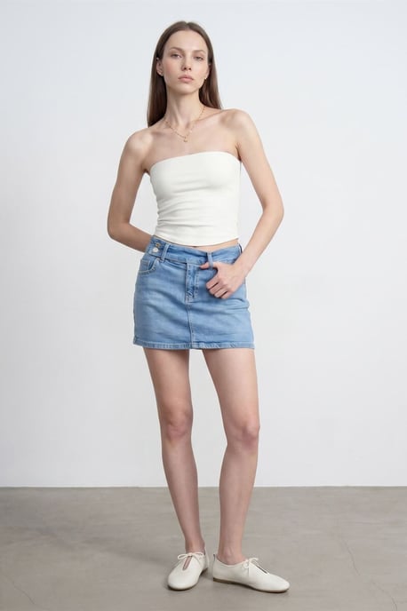 Dames Strapless Crop Bandeau Top - Image 4