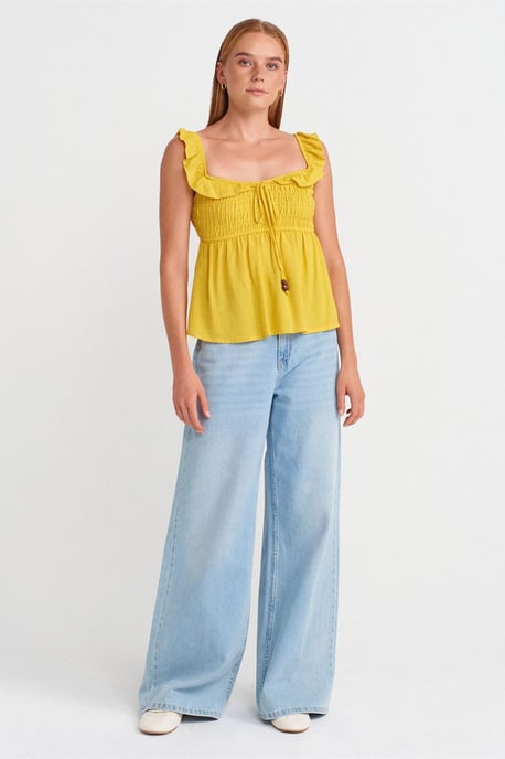 Mouwloze Blouse met Vierkante Hals en Strikaanluiting - Image 4