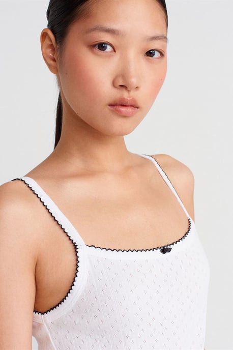 Texturerad Bomullsmodal Cami Blus - Image 4