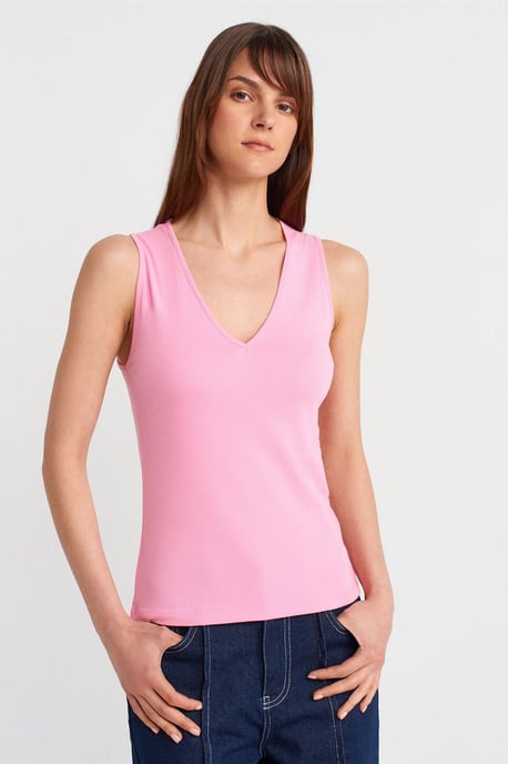 Cotton V-Neck Sleeveless Cami Blouse - Image 1