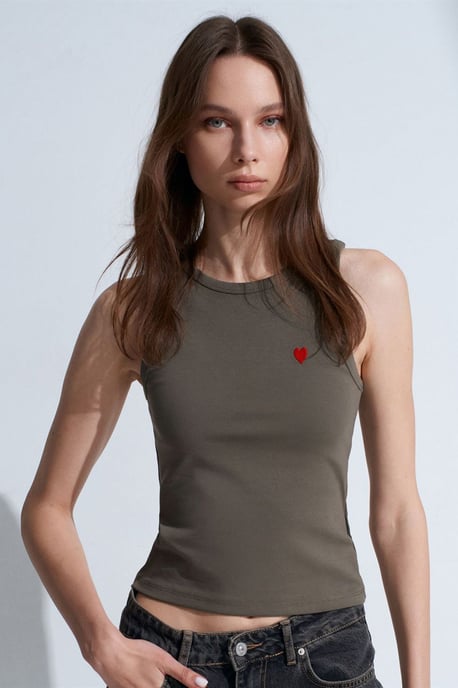 Geborduurd Mouwloos Slim-Fit Jersey Blouse - Image 3