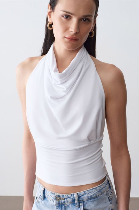 Aansluitende Mouwloze Blouse met Colharmonika - Image 3