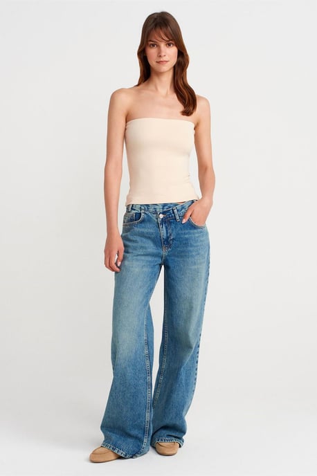 Strapless Slim-fit Jersey Blouse - Image 4