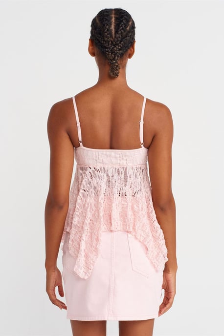 Spetsfyrkantig halsband med knytframsidé Blus - Image 2
