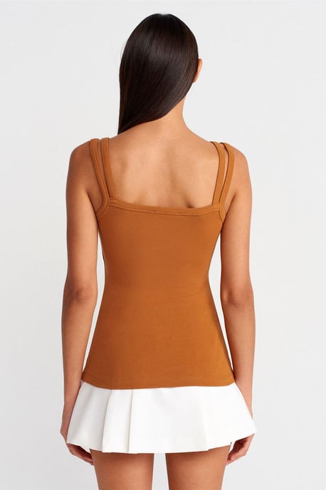 Ribbed Sleeveless Square-neck Blouse - Image 2