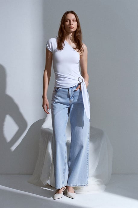 Slim Fit Off-Shoulder Jerzy Blouse met Strikdetail - Image 5