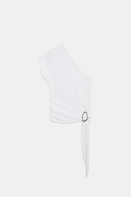 Slim Fit Off-Shoulder Jerzy Blouse met Strikdetail - Image 6