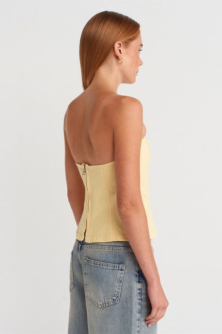 Strapless Getailleerde Peplum Blouse - Image 2