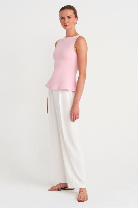 Aansluitende Mouwloze Peplum Blouse - Image 4