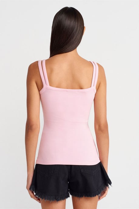 Geribbelde Mouwloze Blouse met Vierkante Halslijn - Image 2