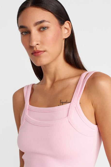 Geribbelde Mouwloze Blouse met Vierkante Halslijn - Image 3