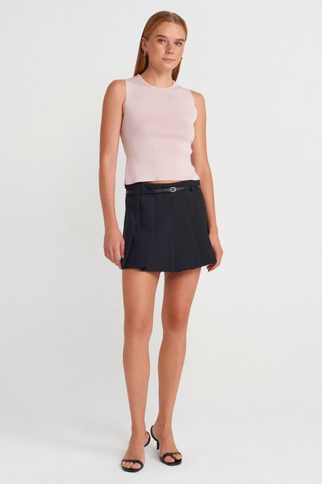 Ärmlös Utsvängd Stickad Blus - Image 4