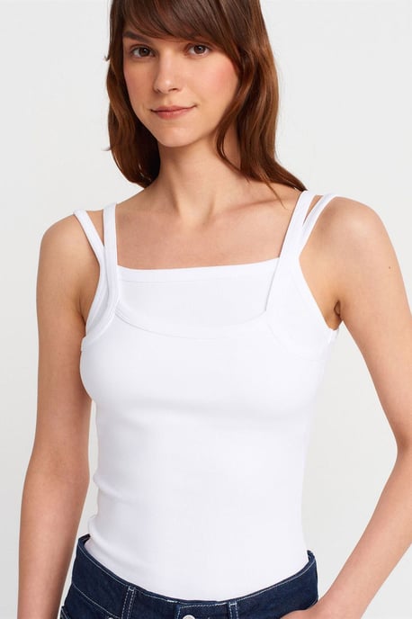 Ribbed Sleeveless Square-neck Blouse - Image 3