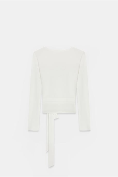Damers Crop Wrap Blus med Knutdetalj - Image 6