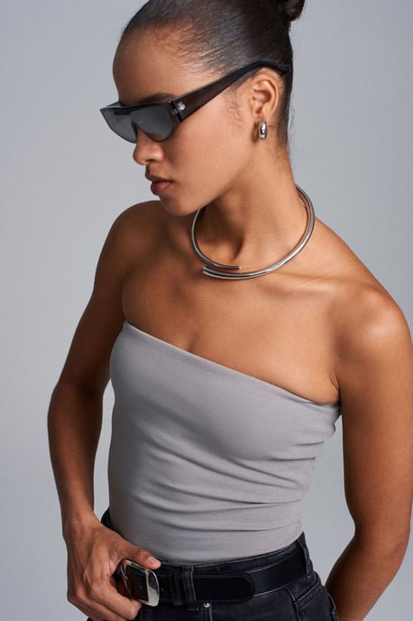 Strapless Bodycon Bandeau Blouse - Image 1
