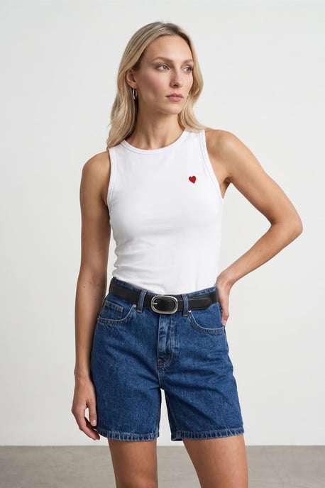Embroidered Sleeveless Slim-Fit Jersey Blouse - Image 3