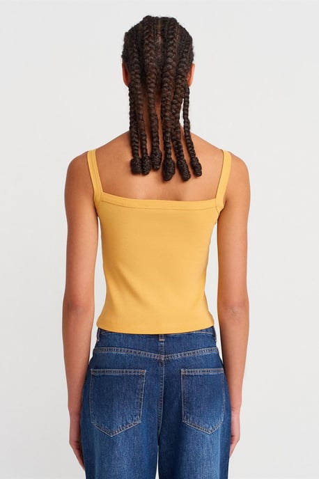 Ribbed Cotton Square-Neck Cami Blouse - Image 2