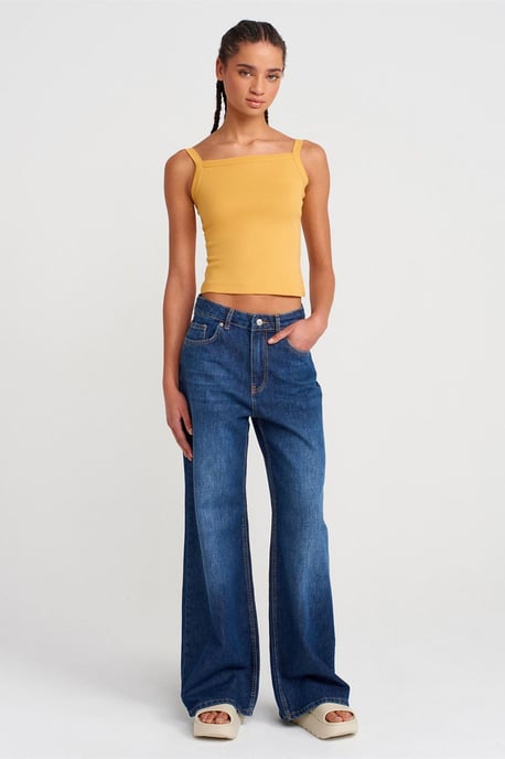 Ribbed Cotton Square-Neck Cami Blouse - Image 4
