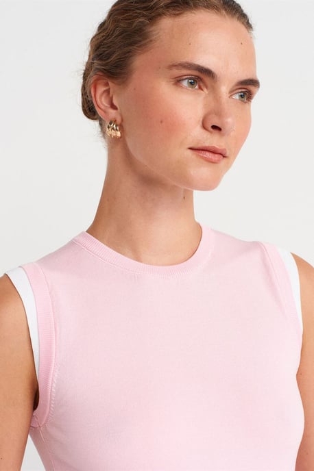 Sleeveless Ribbed Knit Shell Top - Image 3