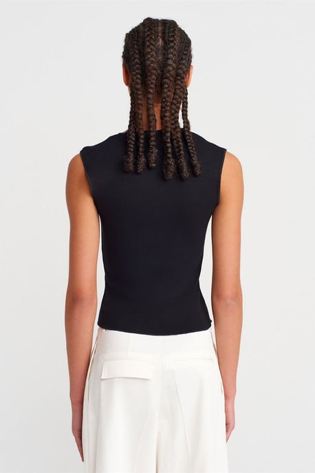 Aangesloten Mouwloze Crop Blouse met Vierkante Hals - Image 2
