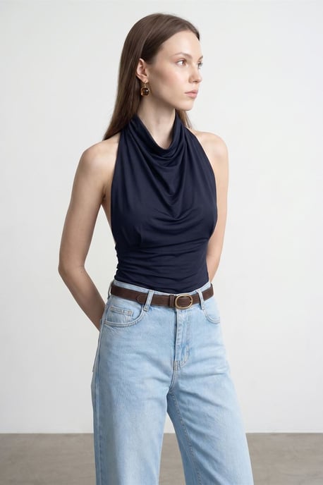 Aansluitende Mouwloze Blouse met Colharmonika - Image 3