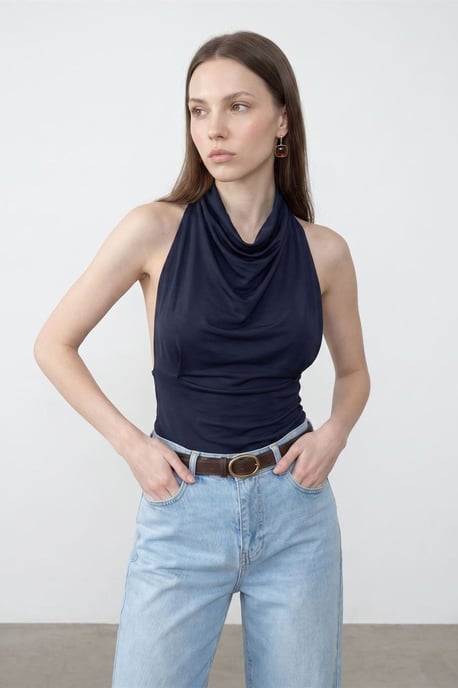 Aansluitende Mouwloze Blouse met Colharmonika - Image 5