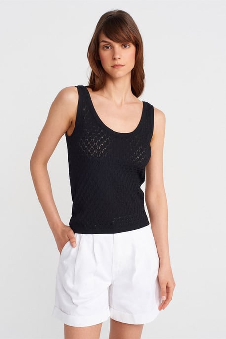 Gestructureerde Geribbelde Mouwloze Blouse - Image 1