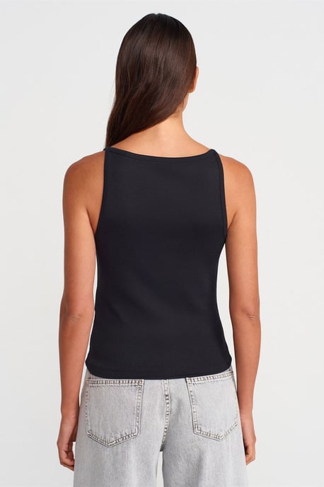 Ribbad Halterneck Slim-Fit Blus - Image 2