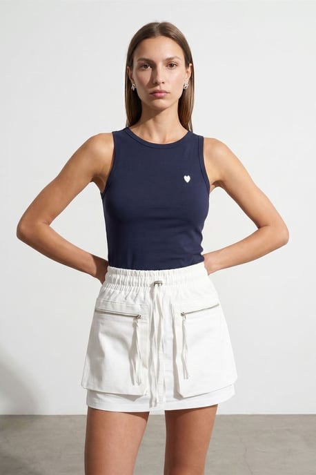 Geborduurde Mouwloze Slim-Fit Jersey Blouse - Image 3