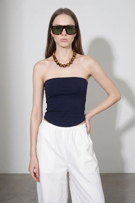 Dames Strapless Crop Bandeau Top - Image 3