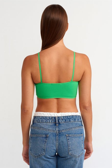 Geribbelde V-hals Crop Bralet Top - Image 2