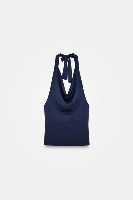 Sleeveless Cowl Neck Tie Blouse - Image 4