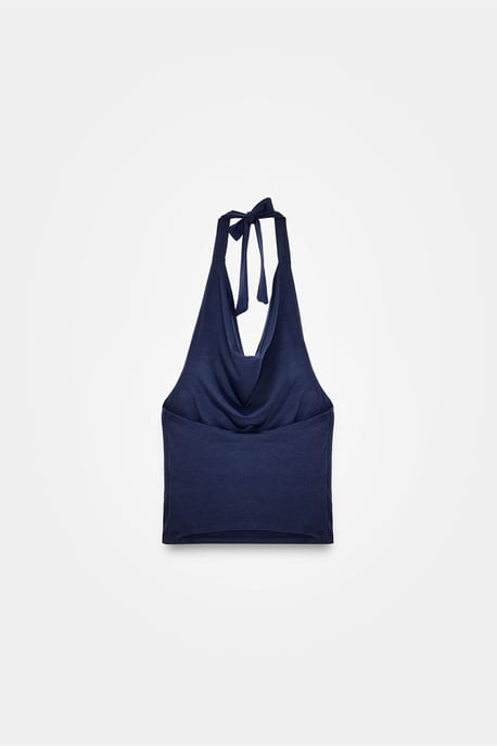 Sleeveless Cowl Neck Tie Blouse - Image 5