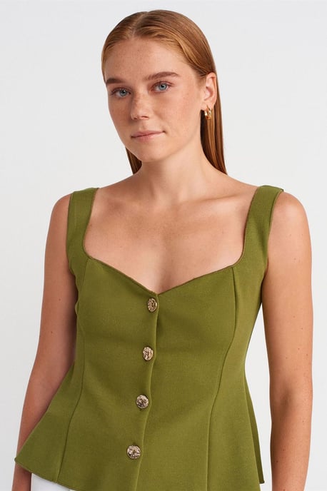 Fitted Mouwloze Peplum Blouse - Image 3