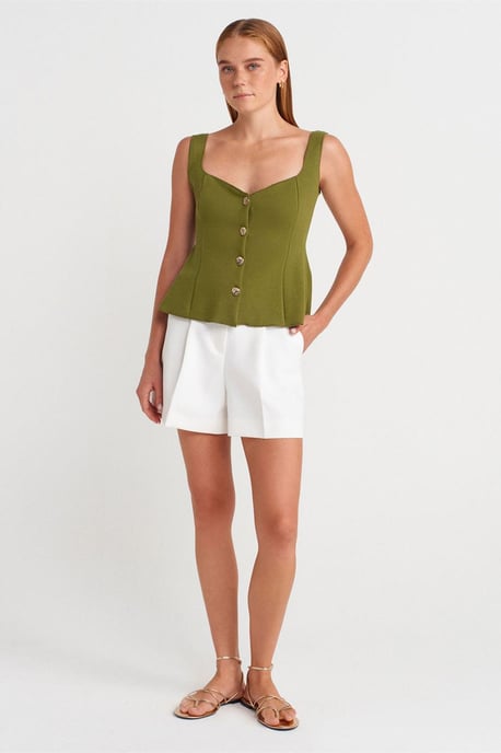 Fitted Mouwloze Peplum Blouse - Image 4