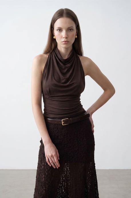 Aansluitende Mouwloze Blouse met Colharmonika - Image 3