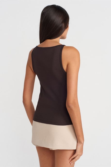 Ribbad Halterneck Slim-Fit Blus - Image 2