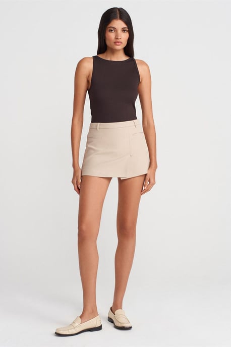 Ribbad Halterneck Slim-Fit Blus - Image 4