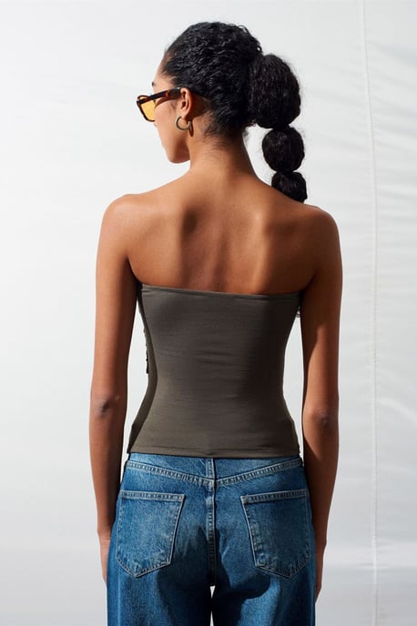 Strapless Slim-Fit Jersey Blouse met Strikdetail - Image 2
