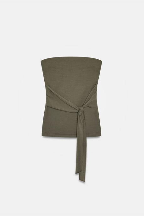 Strapless Slim-Fit Jersey Blouse met Strikdetail - Image 5