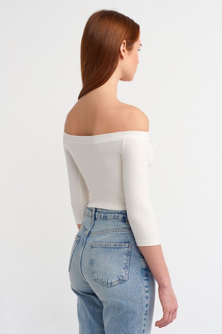 Kvinnors Off-shoulder Crop Blus - Image 2
