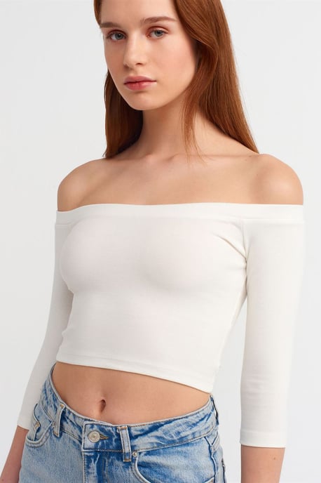 Kvinnors Off-shoulder Crop Blus - Image 4